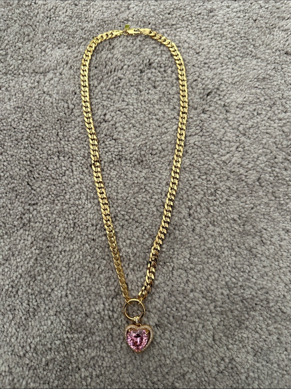 Vanessa Mooney Gold-Tone Necklace with Pink Heart Pendant